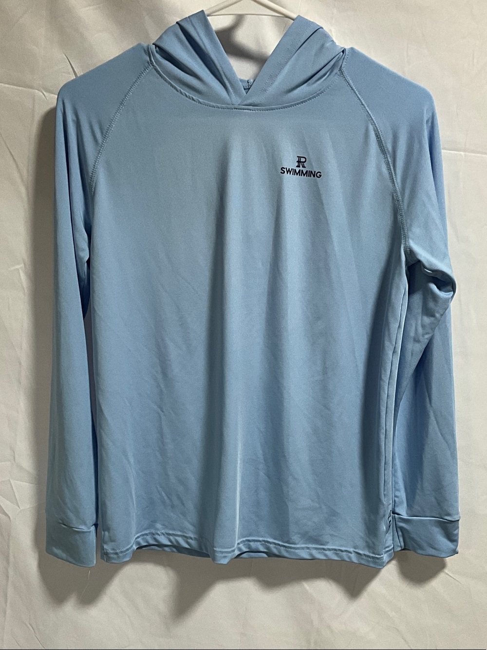 UPF 50 Light Blue Hooded Kids Swim Coverup - SWIMMING by Garb Size L